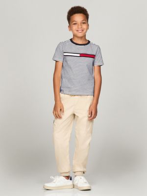 Kids' Flag Logo Stripe T-Shirt, Navy