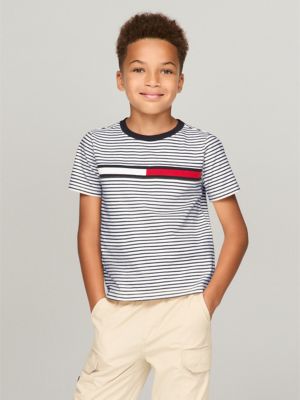 Kids' Flag Logo Stripe T-Shirt, Navy