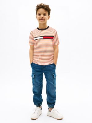Kids' Flag Logo Stripe T-Shirt, Exotic Orange