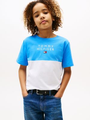 Kids' Hilfiger Logo Colorblock T-Shirt, Copenhagen Blue