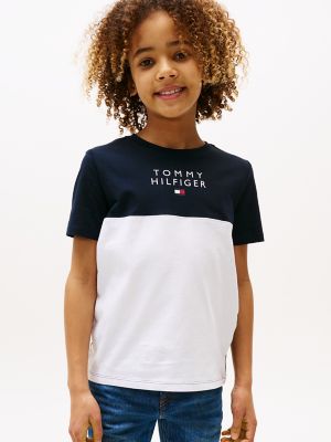 Kids' Hilfiger Logo Colorblock T-Shirt, Navy