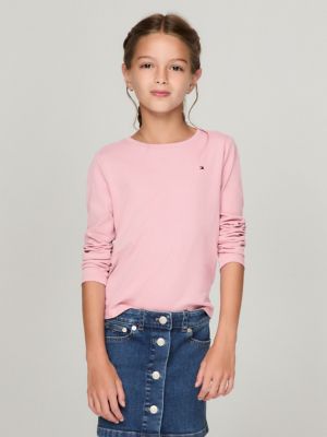 Kids' Solid Long-Sleeve T-Shirt, New Rose