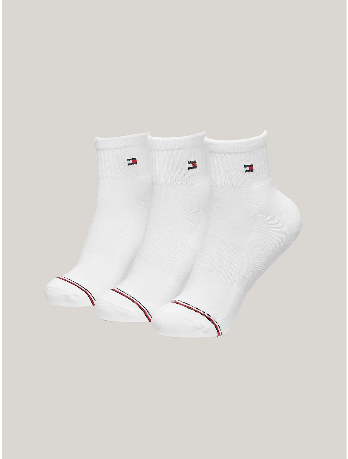 Tommy Hilfiger Classic Quarter Top Sock 3pk In White