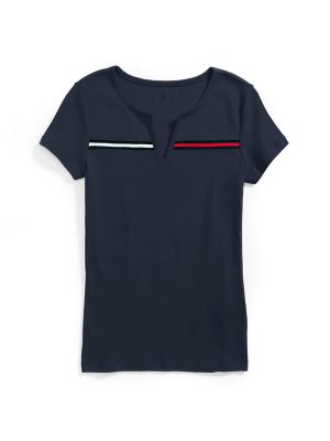 Tommy Hilfiger- ESSENTIAL SPLIT-NECK T-SHIRT – Amreki