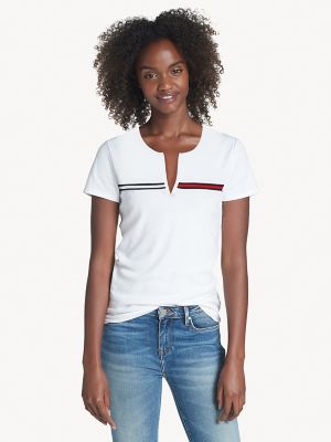 tommy hilfiger split neck t shirt