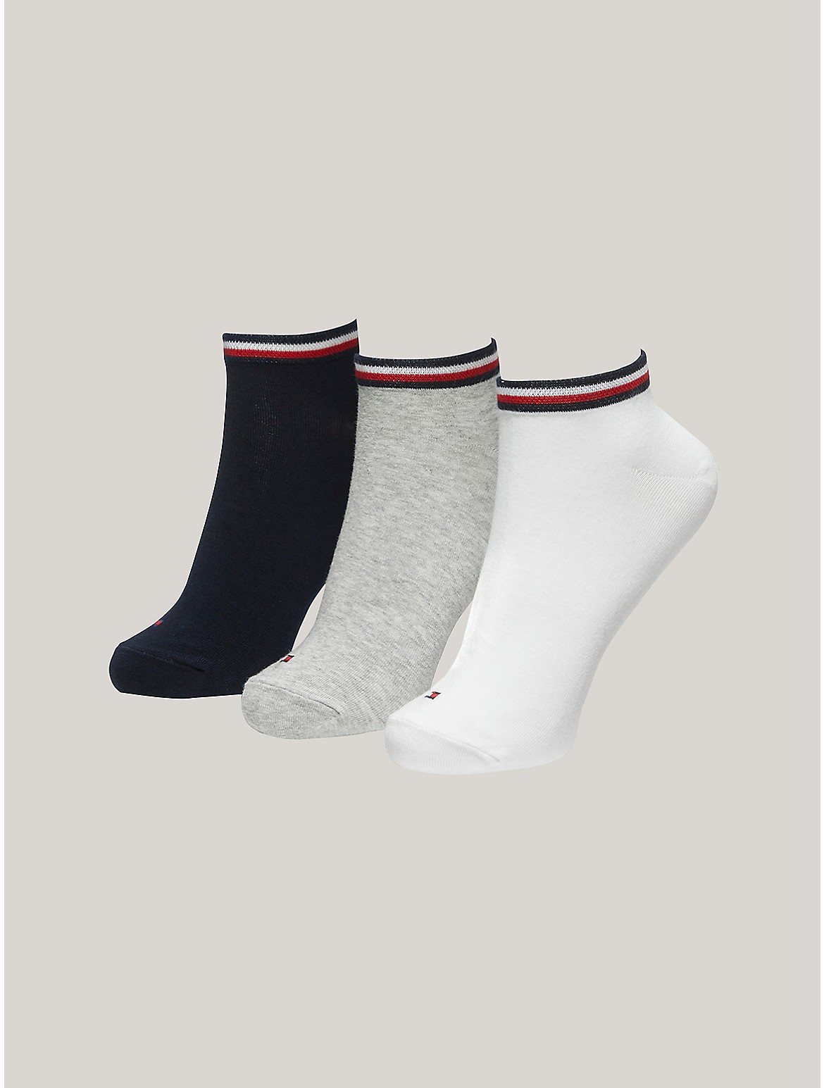Tommy Hilfiger Ankle Sock 3pk In Grey Heather/multi