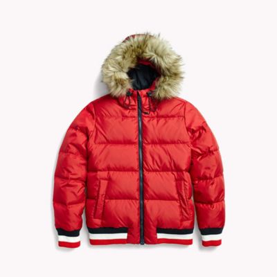 red tommy hilfiger puffer jacket