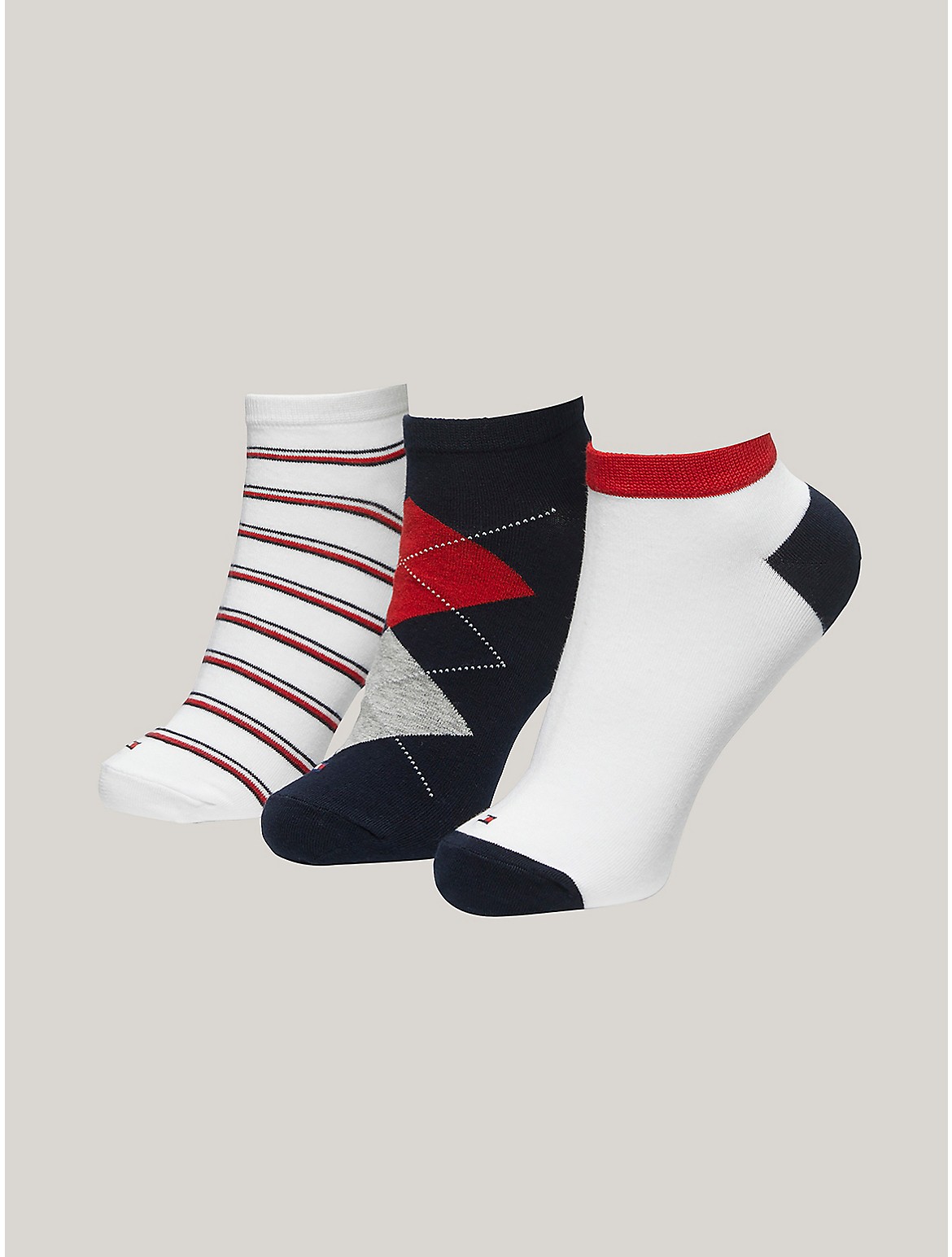Tommy Hilfiger Ankle Sock 3pk In White/multi