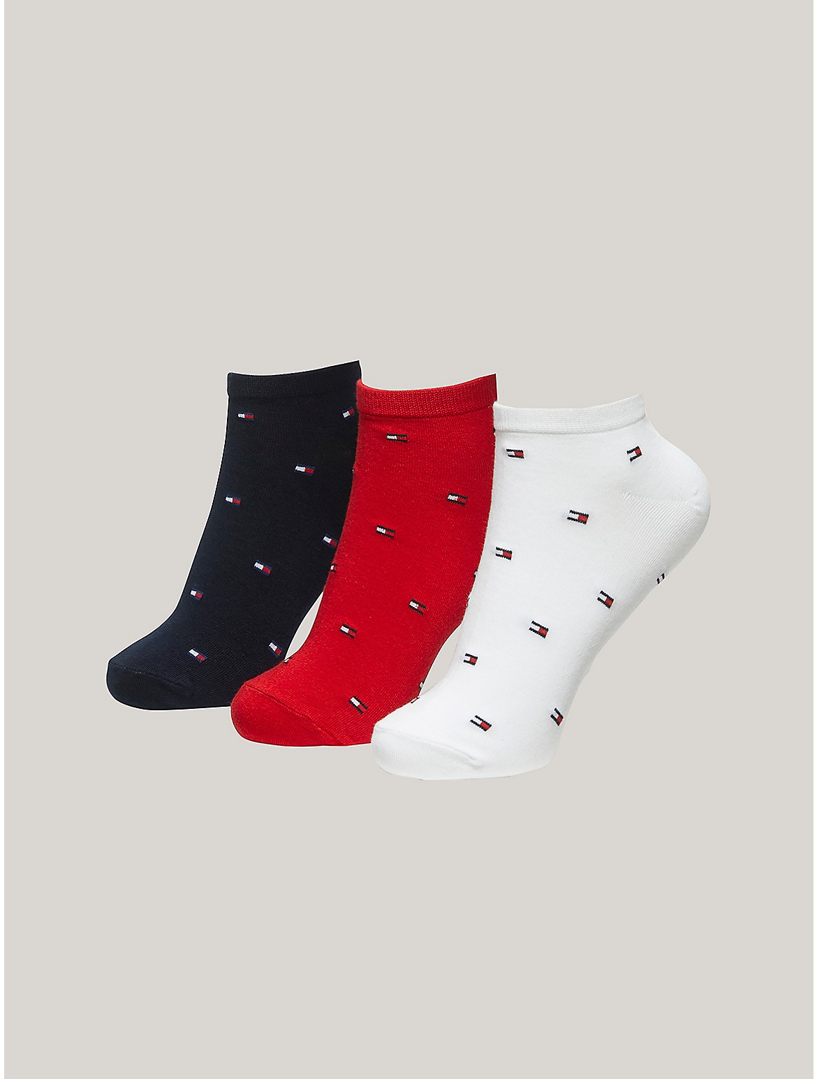 Tommy Hilfiger Ankle Sock 3pk In Apple Red/multi
