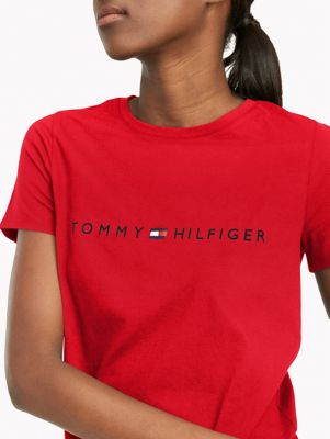 TOMMY HILFIGER - Women's basic T-shirt with logo - magenta -  OT-XW0XW02520TPQ