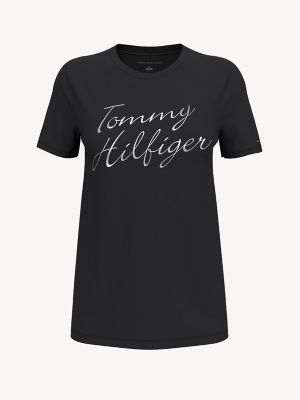 tommy hilfiger black t shirt women's