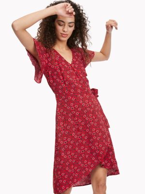 tommy hilfiger red floral dress