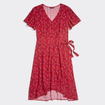 tommy hilfiger red floral dress