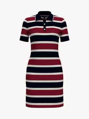 Essential Ribbed Stripe Polo Dress 