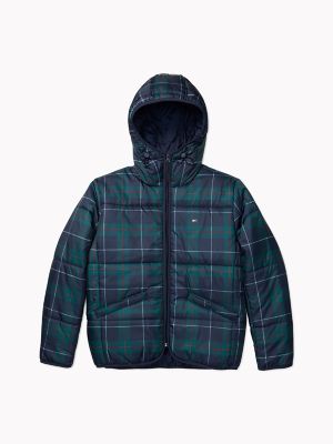 tommy hilfiger plaid puffer jacket