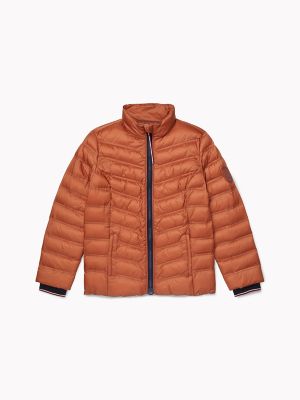 tommy hilfiger orange puffer jacket