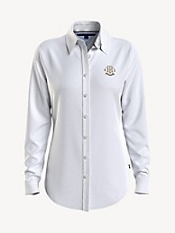 타미 힐피거 Tommy Hilfiger Essential Solid Knit Shirt,OPTIC WHITE TH
