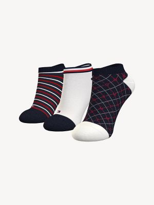 Tommy Hilfiger Women's Ankle Sock 3Pk Masters Navy/Multi -