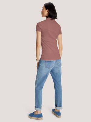 Slim Fit Zip Polo, Mauve