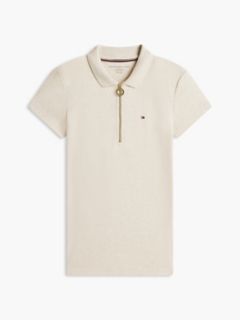 Slim Fit Zip Polo — Beige 5