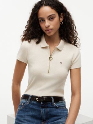 Женские топы Tommy Hilfiger Slim Fit Zip Polo — фото 3