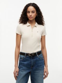 Slim Fit Zip Polo — Beige 1