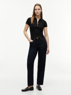 Slim Fit Zip Polo — Black 2