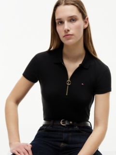 Slim Fit Zip Polo — Black 3