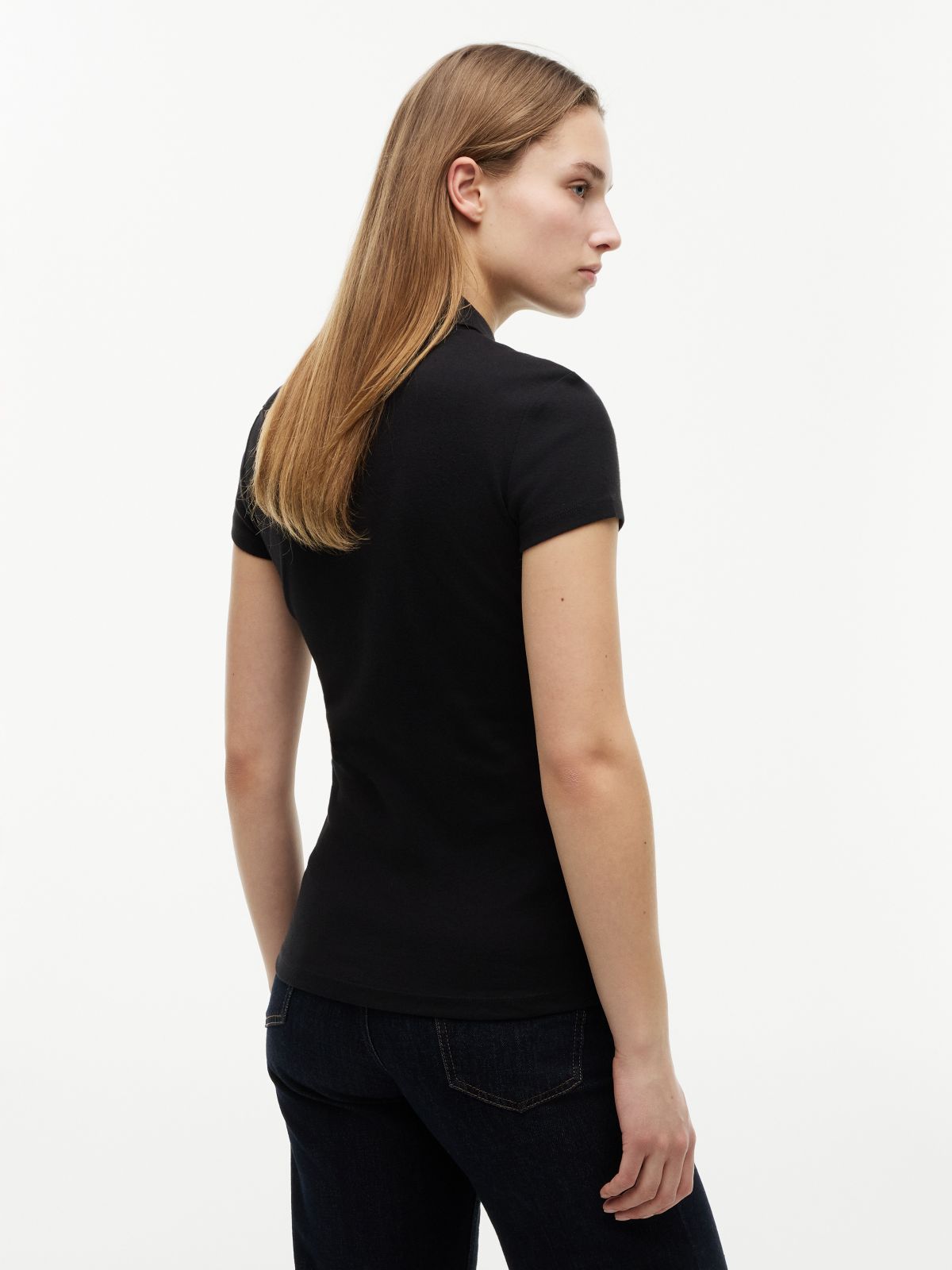 Slim Fit Zip Polo — Black