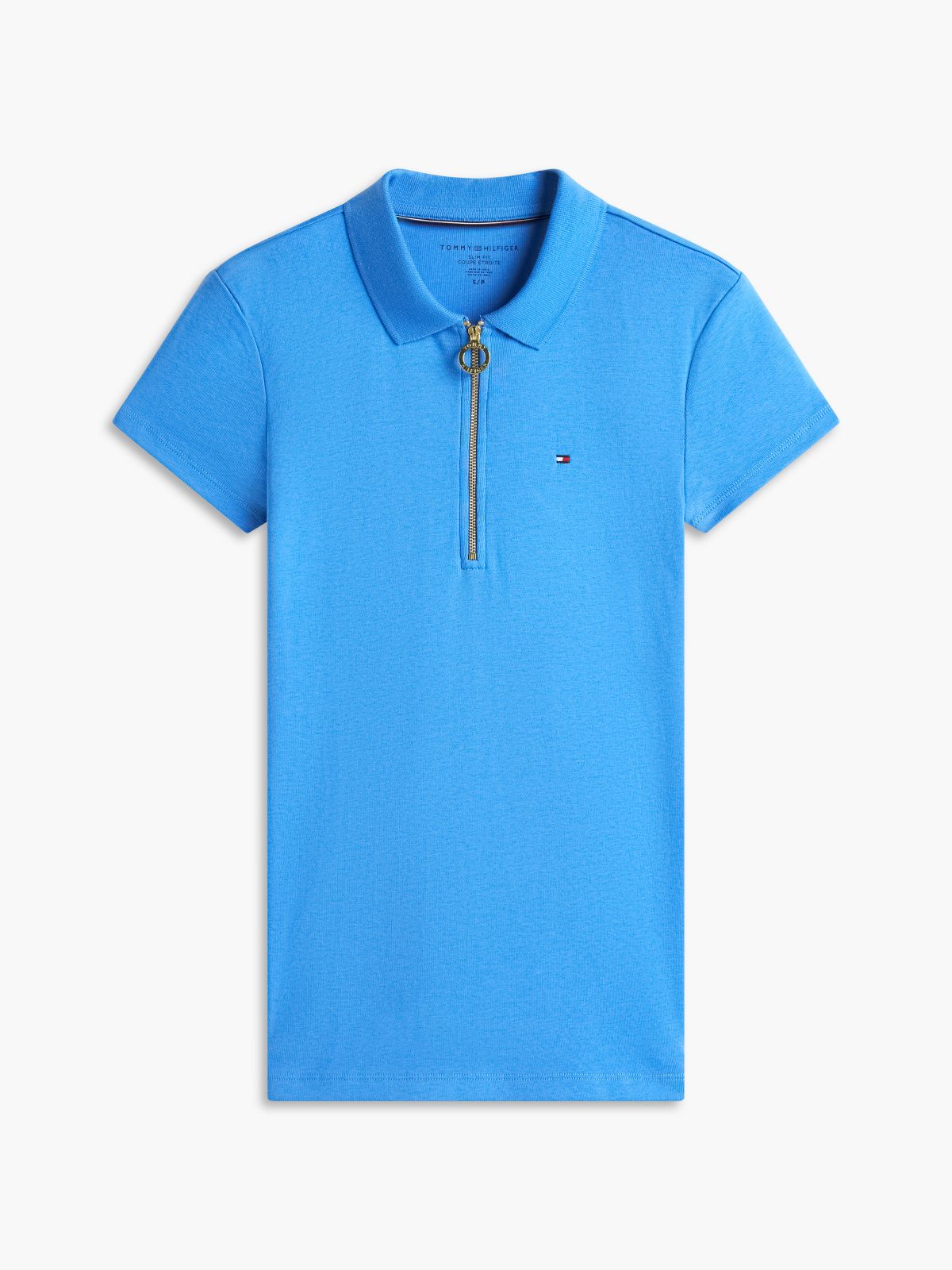 Slim Fit Zip Polo — Siren Blue