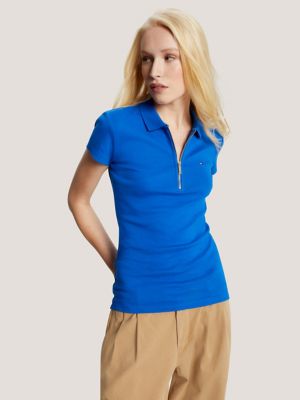 Slim Fit Zip Polo, Kettle Blue