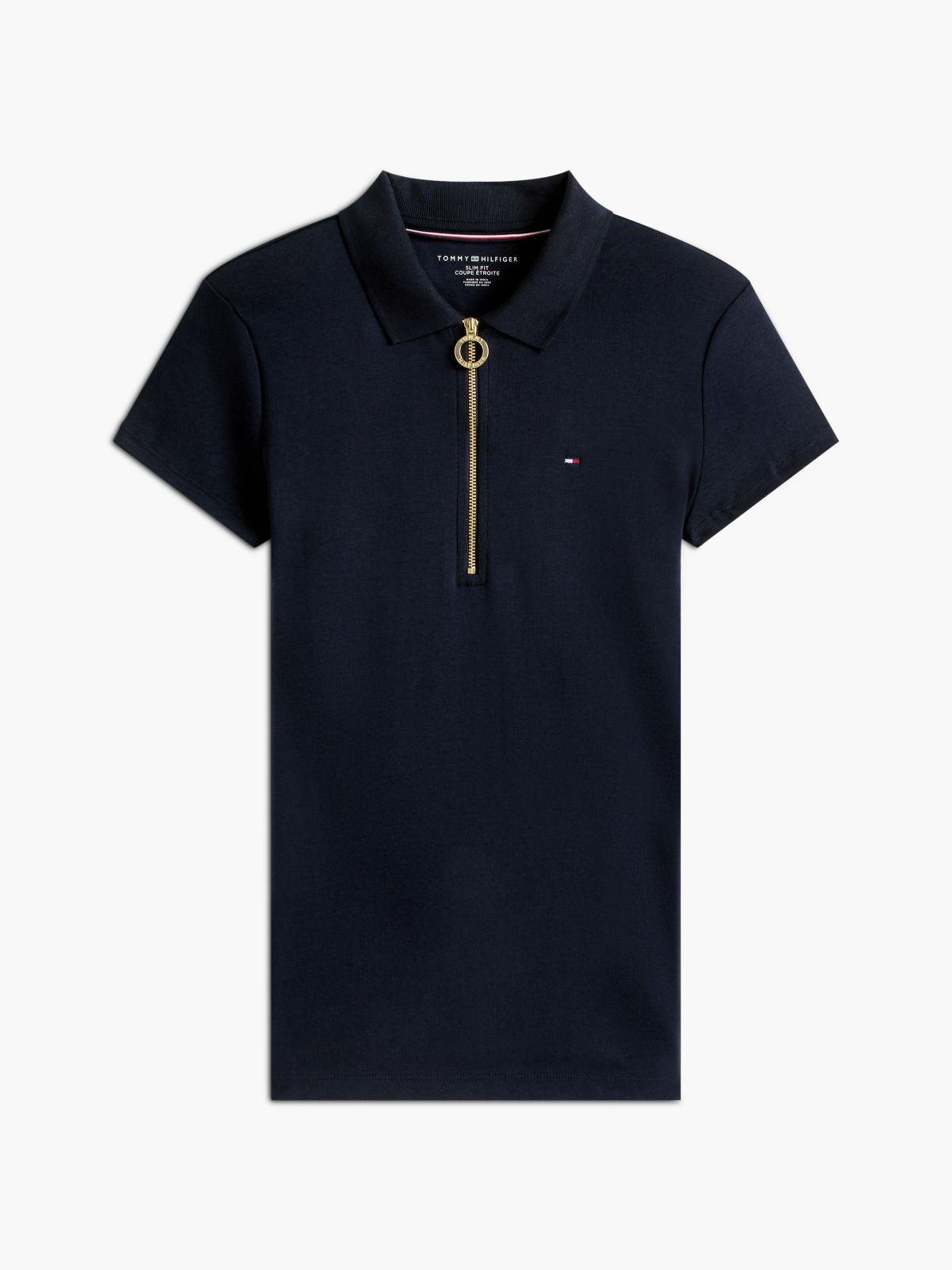 Slim Fit Zip Polo — Navy