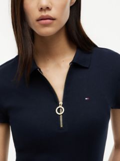 Slim Fit Zip Polo — Navy 3