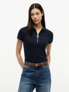Slim Fit Zip Polo — Navy 1