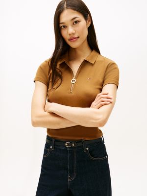 Slim Fit Zip Polo, Highland Khaki