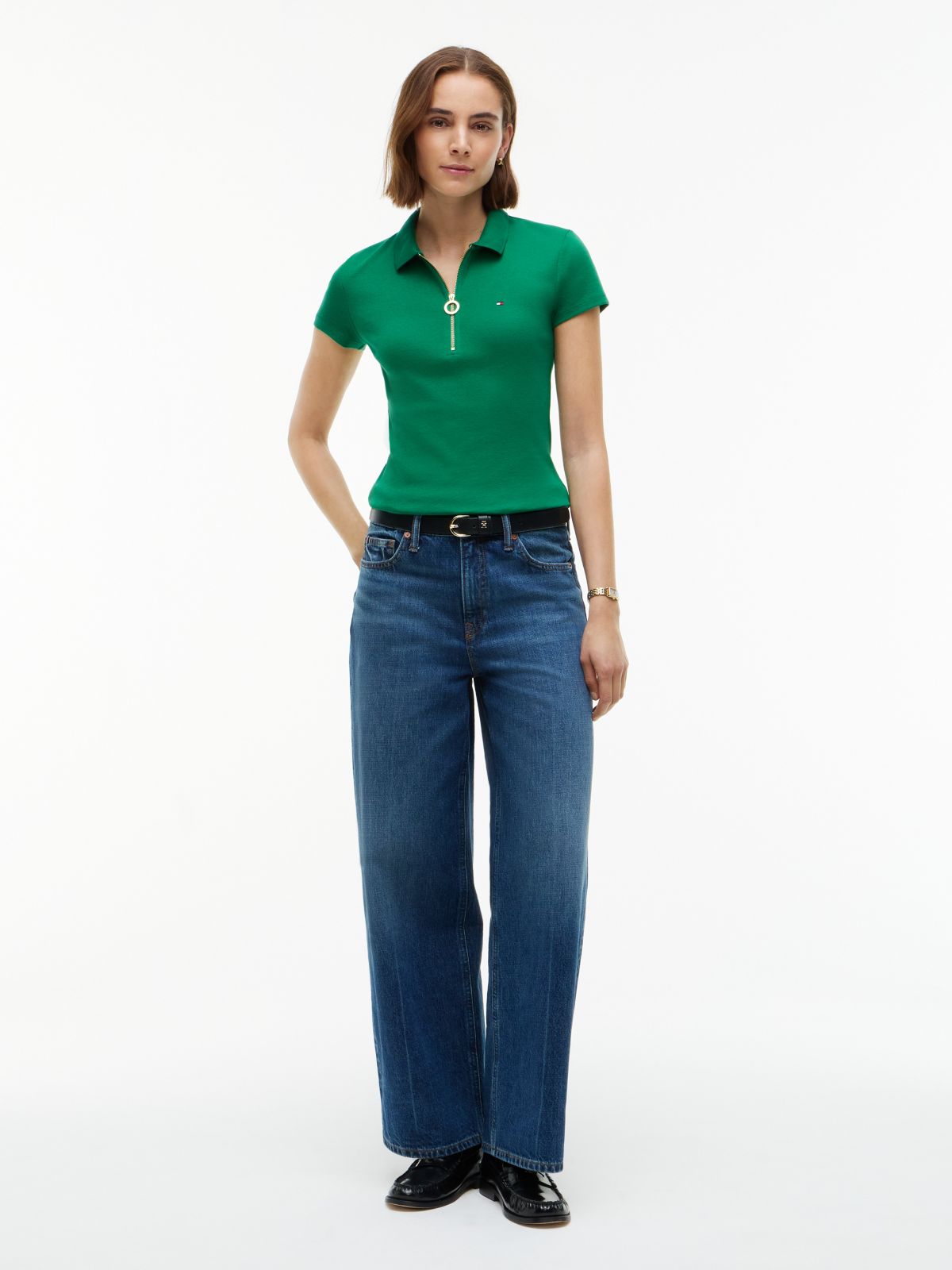 Slim Fit Zip Polo — Nouveau Green