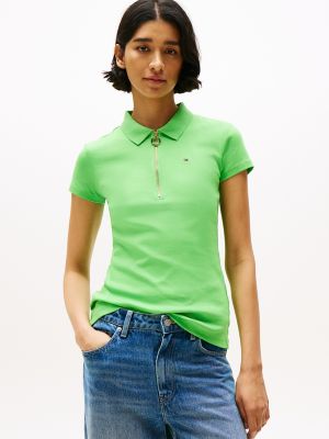 Slim Fit Zip Polo, Spring Lime