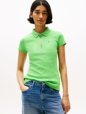 Slim Fit Zip Polo, Spring Lime