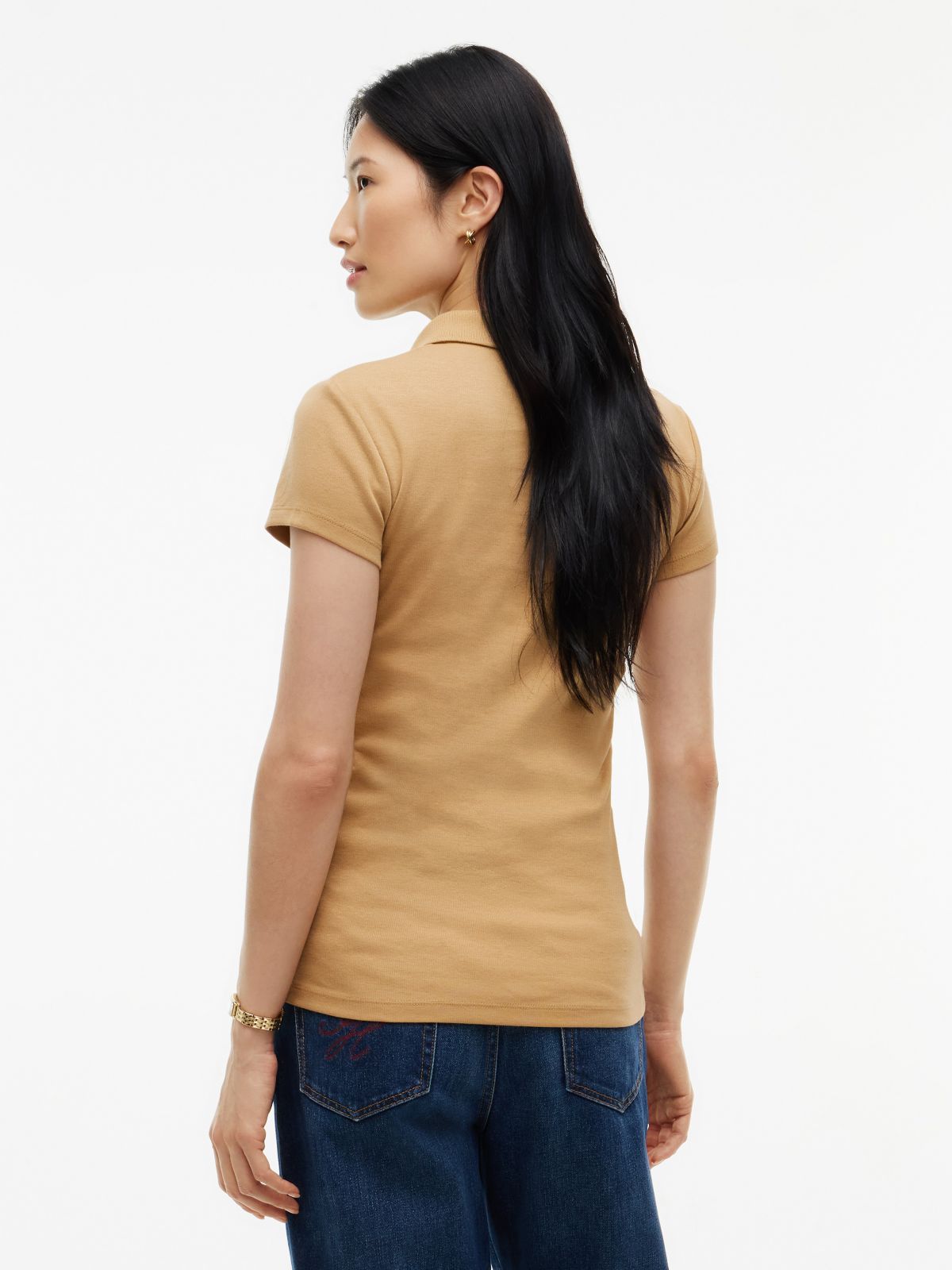 Slim Fit Zip Polo — Classic Khaki