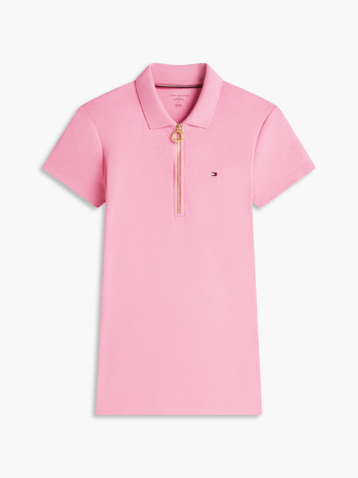 Slim Fit Zip Polo — Mystic Pink