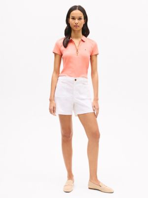 Slim Fit Zip Polo, Peach Dusk