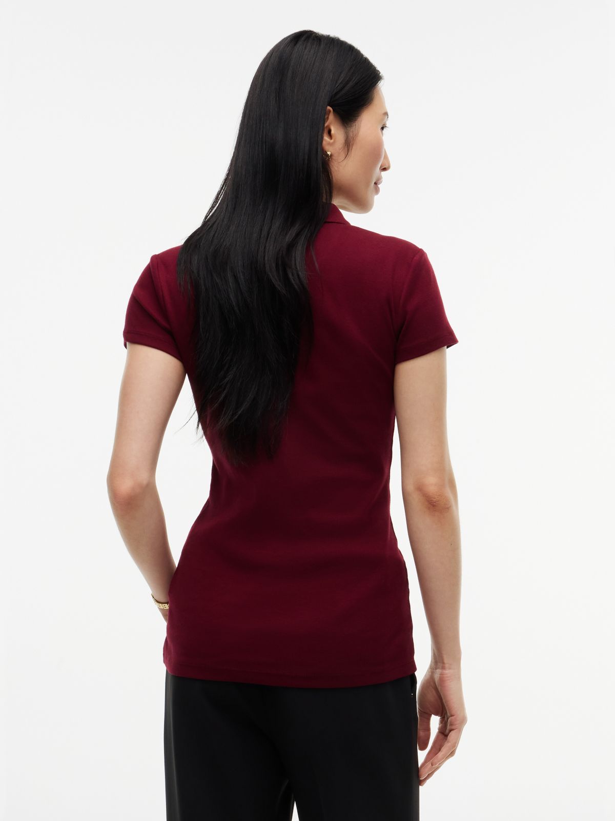 Slim Fit Zip Polo — Burgundy