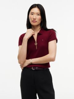 Slim Fit Zip Polo — Burgundy 1