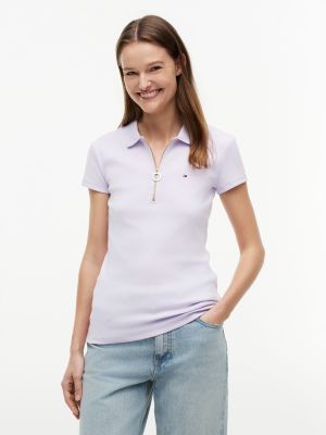 Slim Fit Zip Polo, Lilac Spring