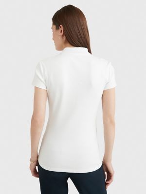 Slim Fit Zip Polo, Milky Way