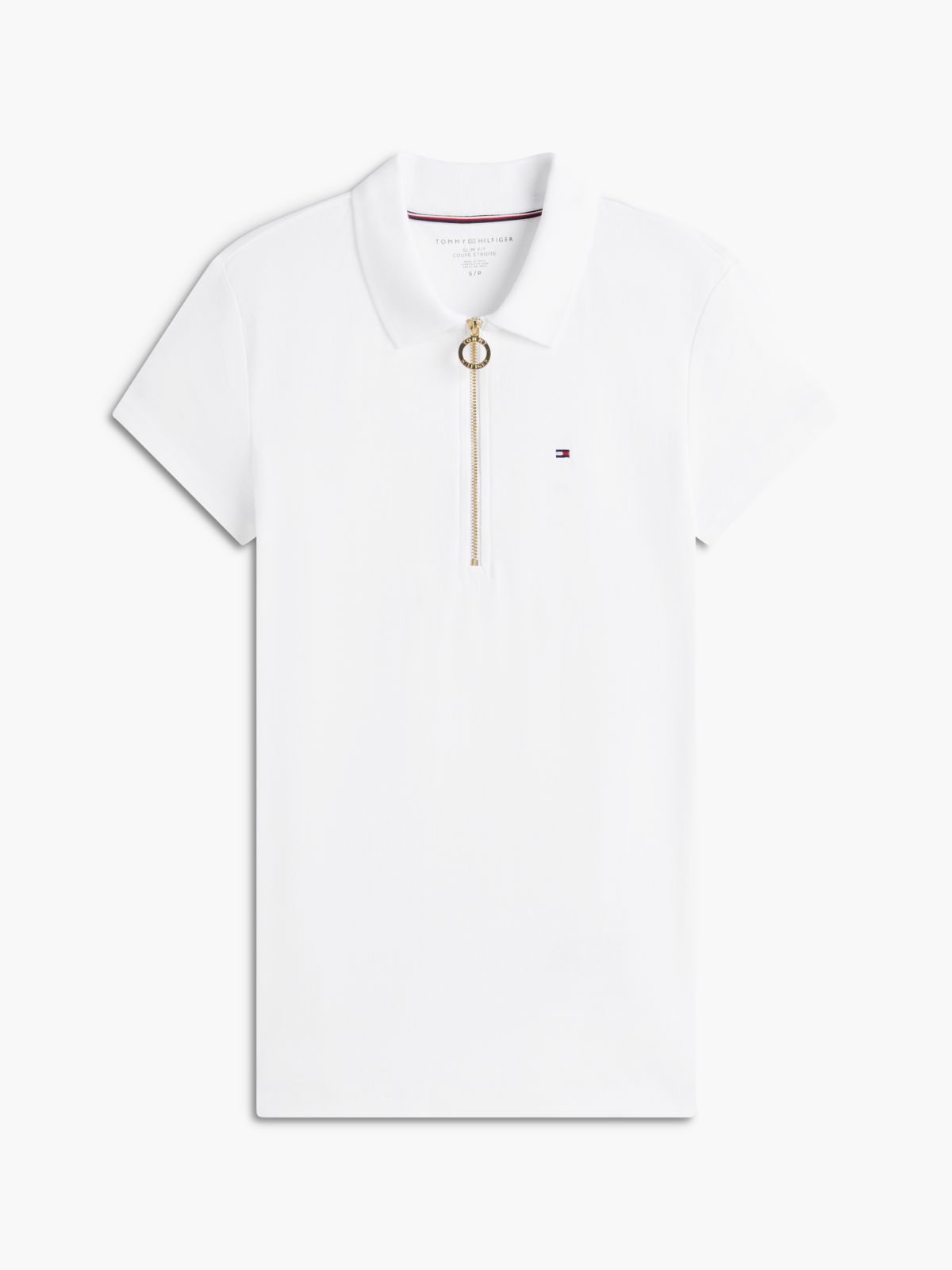 Slim Fit Zip Polo — Optic White