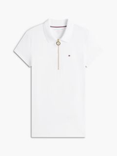 Slim Fit Zip Polo — Optic White 5