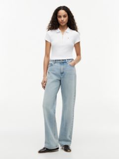 Slim Fit Zip Polo — Optic White 2
