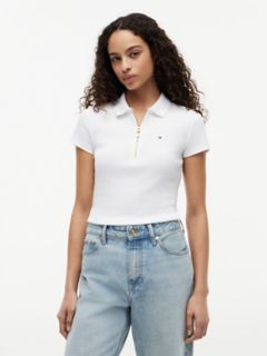 Slim Fit Zip Polo — Optic White 1