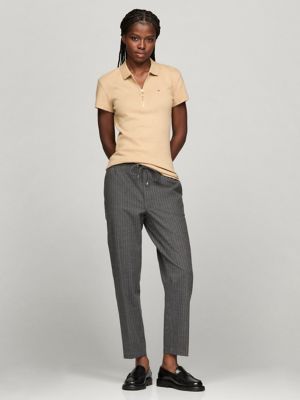 Slim Fit Zip Polo, Beige Heather